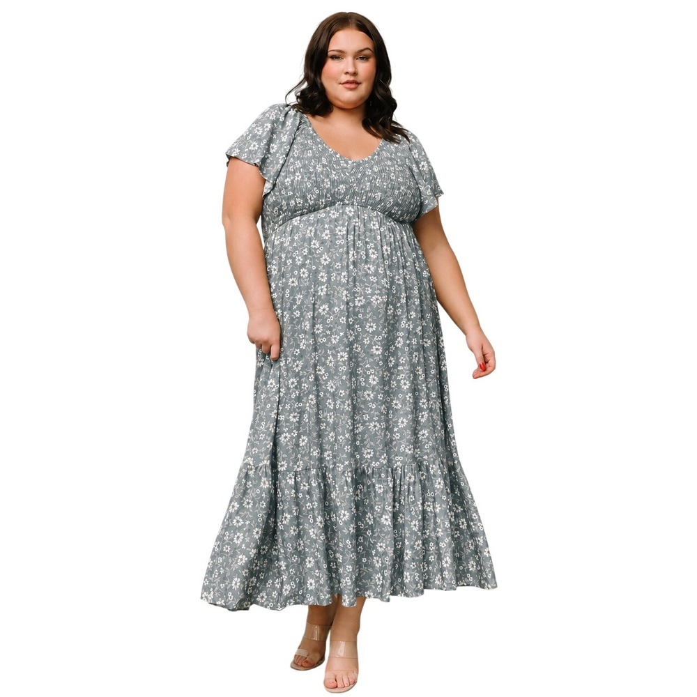 Baltic Born Joanie Floral Smocked Maxi Dress Plus Size 3XL Tiered Skirt Cottage
